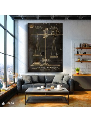 Holda Props Kanvas Tablo Terazi Patent Çizimi Teknik Tablo Duvar Dekorasyonu