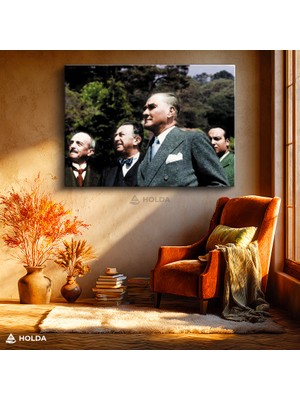 Holda Props Kanvas Tablo Atatürk ve Devlet Büyükleri Atatürk Tablosu Duvar Dekorasyonu