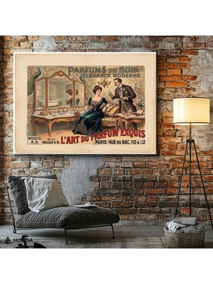 Holda Props Kanvas Tablo Vintage Parfüm Reklamı Nostaljik Tablo Duvar Dekorasyonu