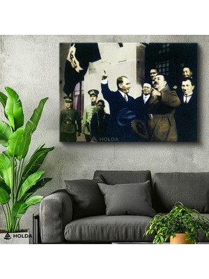 Holda Props Kanvas Tablo Atatürk ve Arkadaşları Atatürk Portresi Duvar Dekorasyonu