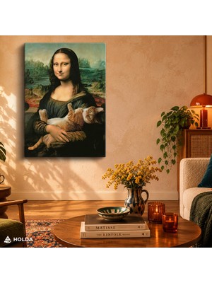 Holda Props Kanvas Tablo Mona Lisa Kedi Sanat Tablosu Duvar Dekorasyonu