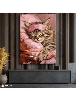 Holda Props Kanvas Tablo Uyuyan Kedi Hayvan Tablosu Duvar Dekorasyonu