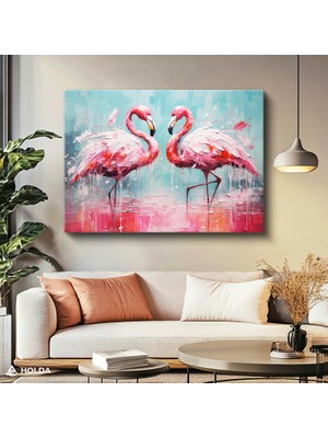Holda Props Kanvas Tablo Flamingo Hayvan Tablosu Duvar Dekorasyonu