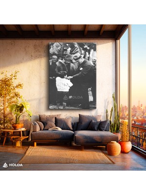 Holda Props Kanvas Tablo Atatürk ve Çocuk Atatürk Portresi Duvar Dekorasyonu