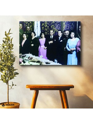 Holda Props Kanvas Tablo Atatürk ve Arkadaşları Atatürk Tablosu Duvar Dekorasyonu