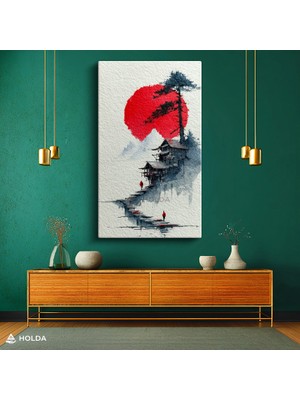 Holda Props Kanvas Tablo Japon Evleri Doğa Manzara Tablosu Duvar Dekorasyonu