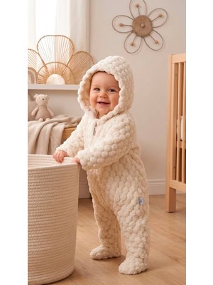 Mini Pakel Kapüşonlu Welsoft Tulum 3-6,6-9,9-12,12-18 Ay Unisex Yenidoğan Bebek Tulum