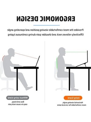 Aesco Yükseklik Ayarlı Ergonomik Laptop Standı, Gri Renk