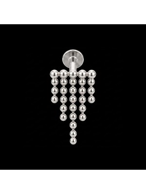 Aida Jewelss 316 L Cerrahi Çelik Beş Sıra Top Sallantı 6x1.2mm Çelik Labret Piercing