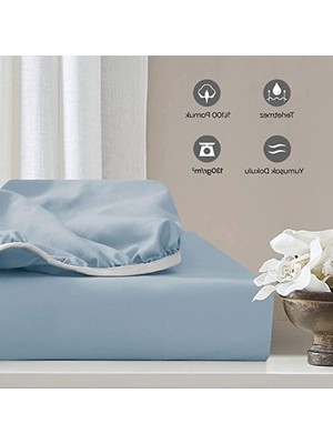 Aesco %100 Doğal Pamuklu Lastikli Çarşaf, Tek/çift Kişilik Seçenekleri ile Mavi