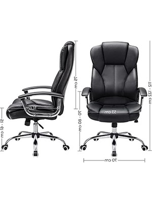 Aesco Yüksek Sırtlı Ofis Koltuğu, Siyah, Konforlu ve Ergonomik