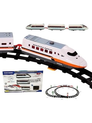 Aesco 308 cm Uzunluğunda Pilli Işıklı Tren Seti - 40 Parça Kavisli Raylar