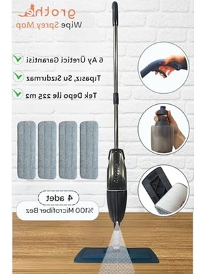 Aesco Sprey Mop, 700 cc Su Hazneli ve Mikrofiber Bez ile Etkili Temizlik