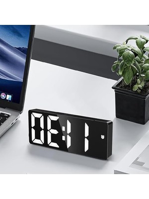 Aesco Dijital Masa Saati, USB Güç ile Çalışan Aynalı Tasarım