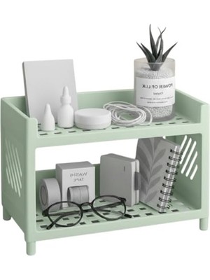 Aesco Açık Yeşil Plastik Çok Amaçlı 2 Katlı Organizer Raf, 25X18 cm