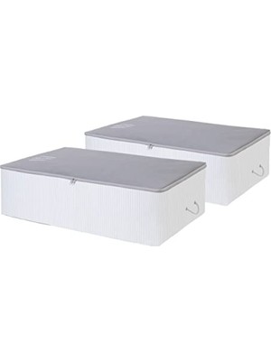 Aesco 2 Adet Mega Boy Gri Çizgili Baza Altı Hurç Seti - 74X46X22 cm