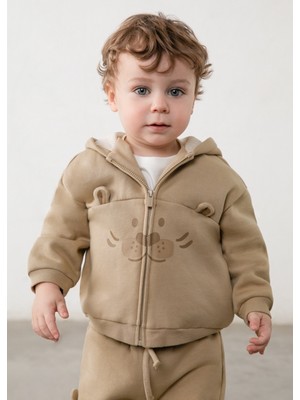 Mayoral Erkek Bebek Bej Kapüşonlu Fermuarlı Sweatshirt 2430