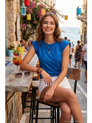 Lela  Pamuklu Bisiklet Yaka Kolsuz T Shirt Kadın T Shirt 5864019