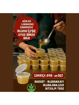 Aesco 120 ml Kapasiteli 50 Adet Sızdırmaz Saklama Kabı, Dondurucu Uyumlu