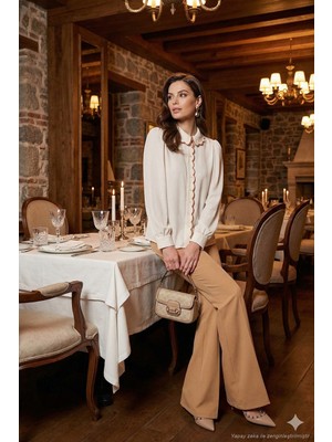 Lela Yaka Detaylı Regular Fit Şifon Gömlek Bayan Gömlek 61114410