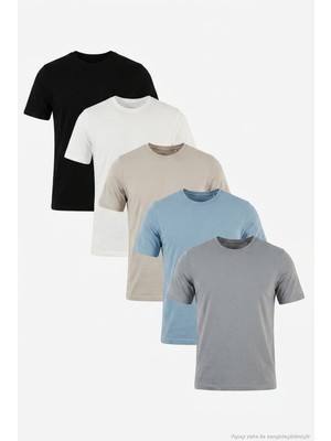 Buratti Pamuklu Regular Fit Bisiklet Yaka 5'li Paket T Shirt Erkek T Shirt 59020204S5