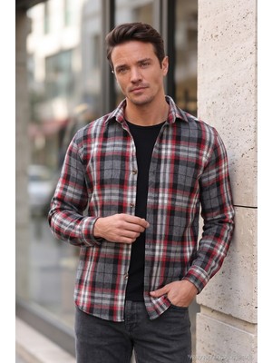Buratti Ekoseli Uzun Kollu Slim Fit Kışlık Gömlek Erkek Gömlek CF21W112844