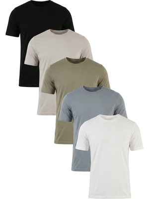 Buratti Pamuklu Regular Fit Bisiklet Yaka 5'li Paket T Shirt Erkek T Shirt 59020204S5