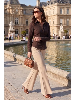 Lela Pamuklu Slim Fit Klasik Yaka Gömlek Bayan Gömlek 6777423