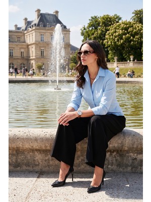 Lela Pamuklu Slim Fit Klasik Yaka Gömlek Bayan Gömlek 6777423
