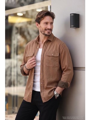 Buratti Pamuklu Çift Cepli Regular Fit Gömlek Erkek Gömlek Cf25w128858