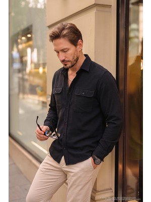 Buratti Pamuklu Çift Cepli Regular Fit Gömlek Erkek Gömlek Cf25w128858