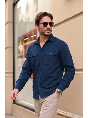 Buratti Pamuklu Çift Cepli Regular Fit Gömlek Erkek Gömlek Cf25w128858