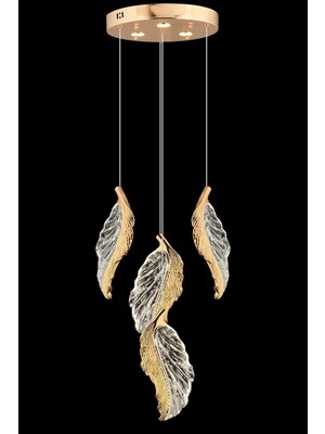Akgül Kristal 4lü Lüks Avize Gold 3 Renk Ledli