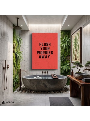 Holda Props Kanvas Tablo Flush Your Worries Away Yazı Tablosu Duvar Dekorasyonu