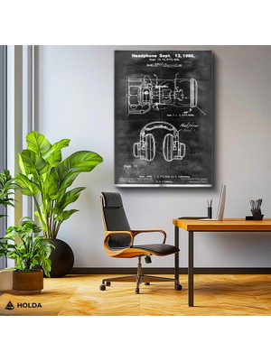 Holda Props Kanvas Tablo Kulaklık Patent Çizimi Teknik Çizim Tablo Duvar Dekorasyonu