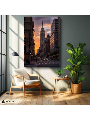 Holda Props Kanvas Tablo New York Empire State Şehir Mimari Tablo Duvar Dekorasyonu