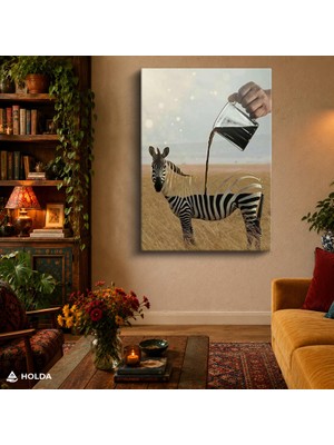 Holda Props Kanvas Tablo Zebra Kahve Sanatsal Tablo Duvar Dekorasyonu