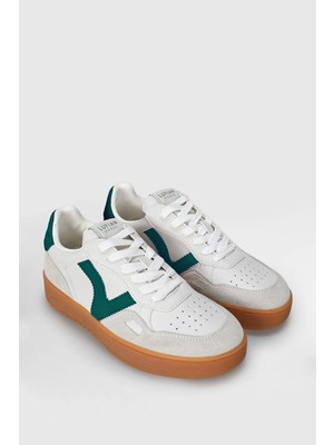 Lufian Unisex Beyaz Yeşil Süet Detaylı Gum Taban Retro Sneaker Spor Ayakkabı
