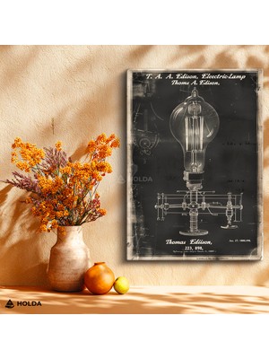 Holda Props Kanvas Tablo Ampul Patent Tasarım Tablosu Duvar Dekorasyonu
