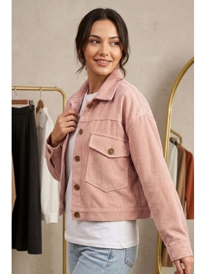 Moda Erva 34 Fitilli Kadife Crop Ceket