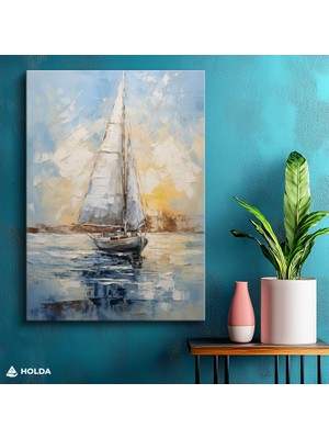 Holda Props Kanvas Tablo Yelkenli Deniz Manzara Temalı Tablo Duvar Dekorasyonu