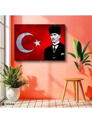 Holda Props Kanvas Tablo Atatürk Türk Bayrağı Atatürk Tablosu Duvar Dekorasyonu