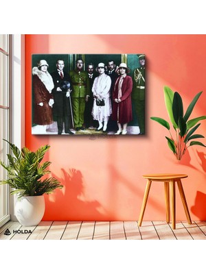 Holda Props Kanvas Tablo Atatürk ve Latife Hanım Atatürk Portresi Duvar Dekorasyonu