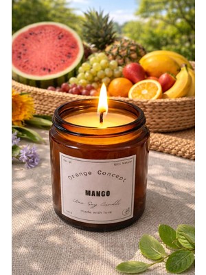 Mango Kokulu Mum -%100 Doğal Soya Mumu - Metal Kapaklı Cam Kavanozda 100 gr