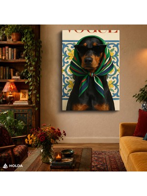 Holda Props Kanvas Tablo Gözlüklü Köpek Hayvan Tablosu Duvar Dekorasyonu