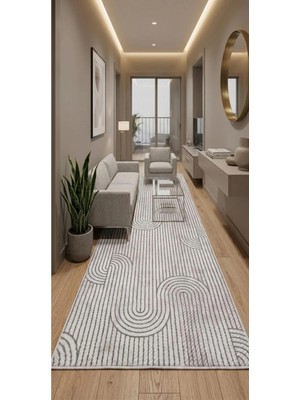 Nesrin Modern Kavis Desenli Kaymaz Jel Taban Kahve