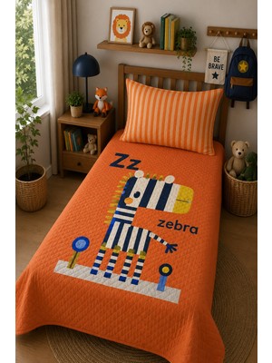 Evdek Bebek ve Çocuk Odası Funny Zebra - Neşeli Zebra Tek Kişilik Pike Takımı 160X230 cm 6ead8
