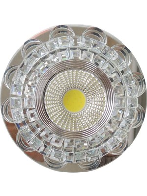 Silver Kristal Cam Sıva Altı Spot Cob LED Armatür Beyaz Işıklı