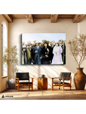 Holda Props Kanvas Tablo Atatürk ve Halk Atatürk Portre Tablosu Duvar Dekorasyonu