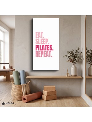 Holda Props Kanvas Tablo Eat Sleep Pilates Repeat Yazı Tablosu Duvar Dekorasyonu